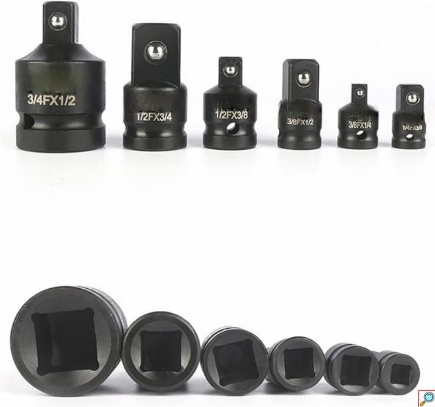 Σετ Αντάπτορες για Καρυδάκια 1/4″, 3/8″, 1/2″ & 3/4″ (6 τμχ) - Μετατροπείς Υποδοχής για Καστάνια & Αερόκλειδο σε Βαλιτσάκι