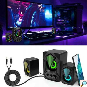 Aerbes Σετ 2 Ηχείων με Subwoofer 2.1 USB με RGB Φωτισμό για Υπολογιστές & Τηλεοράσεις