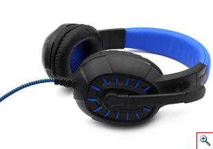 Gaming Ρυθμιζόμενα - Ελαστικά Ακουστικά Κεφαλής με Μικρόφωνο Jack 3,5mm On Ear για Υπολογιστή - Ενσύρματα PC& PS4 Headset Μπλε 