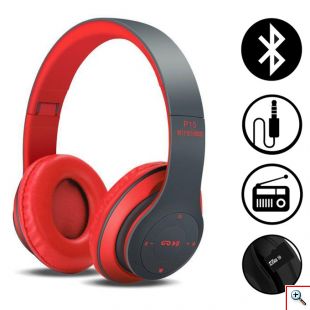Ασύρματα & Ενσύρματα On-Ear Αναδιπλούμενα Ακουστικά Bluetooth, Aux, Handsfree - Wireless Headphones Κόκκινο