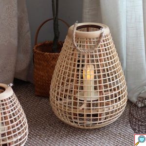 Διακοσμητικό Boho Φαναράκι Bamboo Επιδαπέδιο Καφέ 38x38x48cm