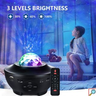 Φωτιστικο Δωματίου tiktok Galaxy Projector LED με Original Laser Effect με Ηχείο Bluetooth - Προτζέκτορας Αστεριών USB