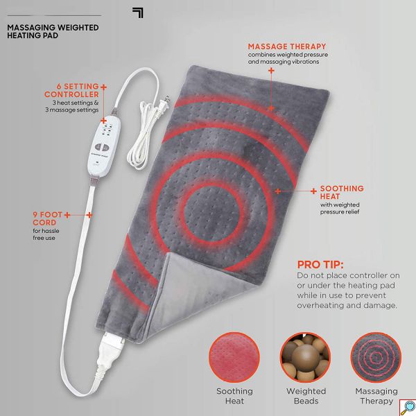 Θερμαινόμενο Στρώμα Μασάζ Fleece με Βάρος - 3 Επίπεδα Θερμοκρασίας - 3 Επίπεδα Μασάζ - Λειτουργία Αυτόματου Τερματισμού & Θήκη 30.5x61cm