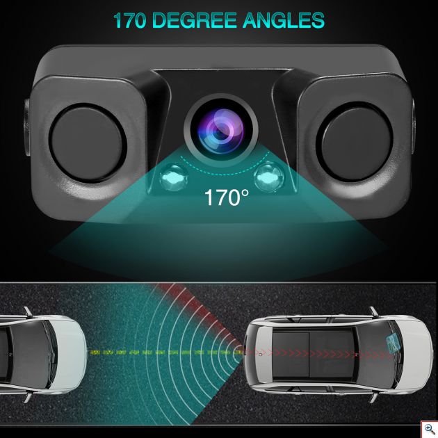 Κάμερα Οπισθοπορείας με 2 Αισθητήρες Παρκαρίσματος Υψηλής Ευαισθησίας, Ηχητική Ειδοποίηση & Νυχτερινή Λήψη - Backview Camera w/ Parking Sensors