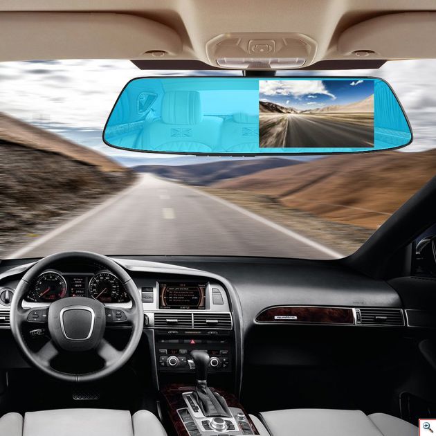 Καθρέπτης Αυτοκινήτου με Οθόνη LCD 4,9'', Ελληνικό Μενού, Κάμερα Καταγραφικό Full HD DVR, Κάμερα Οπισθοπορείας, Αισθητήρα Κίνησης & G Sensor