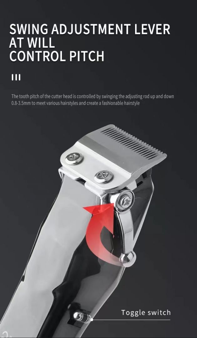 Kemei® Πλήρες Premium Σετ Κουρέματος Barber με Eπαναφορτιζόμενη USB Κουρευτική Ξυριστική Μηχανή με Οθόνη, 7 Κεφαλές Σβησίματος, Χτένα & Ψαλίδι