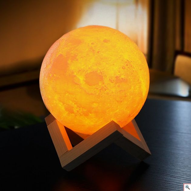 Τηλ/μενο Ανάγλυφο Φωτιστικό Αφής 3D Φεγγάρι Moon Light RGB LED Επαναφορτιζόμενο με 16 Αποχρώσεις & 4 Προγράμματα