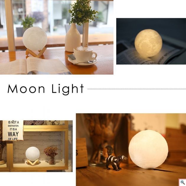 Τηλ/μενο Ανάγλυφο Φωτιστικό Αφής 3D Φεγγάρι Moon Light RGB LED Επαναφορτιζόμενο με 16 Αποχρώσεις & 4 Προγράμματα