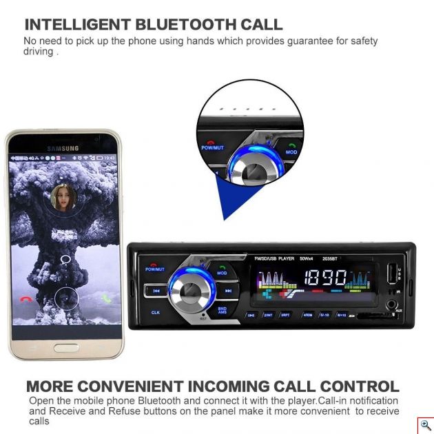 Ασύρματο Radio Mp3 Player Handsfree Αυτοκινήτου με Bluetooth USB/SD/FM, AUX Input, Τηλεχειριστήριο & Μικρόφωνο