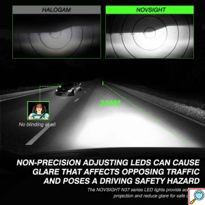 2x Novsight Λαμπτήρες LED Φώτα Πορείας Αυτοκινήτου 12/24V H13 120W (2x60W) 22000LM 6500K IP68 A500 N37