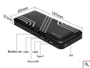 Power Bank 10000mAh - Μπαταρία για Κινητά, Κάμερες και Tablet 2 USB με Τριπλό Καλώδιο - Power Pro Ροζ