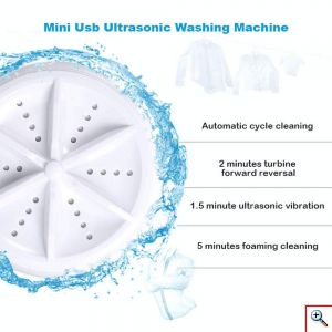 Μίνι Επαναφορτιζόμενο Φορητό Πλυντήριο Ρούχων με Υπέρηχους & Τουρμπίνα - Mini Portable Washing Machine USB Ultrasonic Turbine 