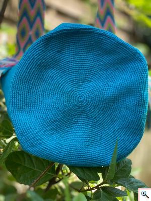 Μοναδική Χειροποίητη Κολομβιανή Boho Style Πλεκτή Τσάντα Azul Con Gris - Wayuu Mochila