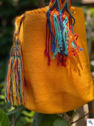 Μοναδική Χειροποίητη Κολομβιανή Boho Style Πλεκτή Τσάντα Azul Con Gris - Wayuu Mochila