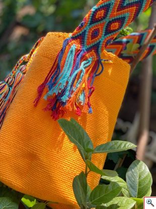 Μοναδική Χειροποίητη Κολομβιανή Boho Style Πλεκτή Τσάντα Azul Con Gris - Wayuu Mochila