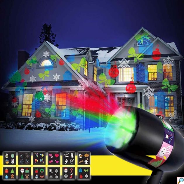 Νυχτερινός Γιορτινός Φωτισμός με 12 Θέματα Star Slides Projector για Χριστούγεννα, Πάσχα, Απόκριες, Άγιο Βαλεντίνο & Γενέθλια - Προβολέας Προτζέκτορας Σλάηντς