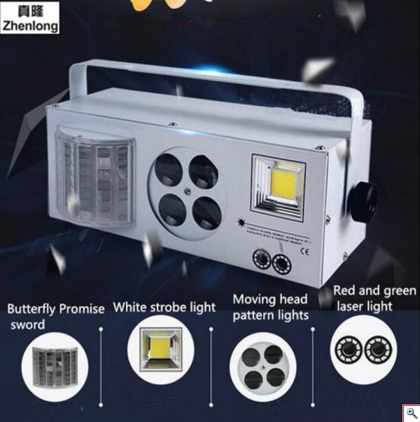 LED Φωτορυθμικό 4 σε 1 με Βάση Strobe - Four in One Effect Light