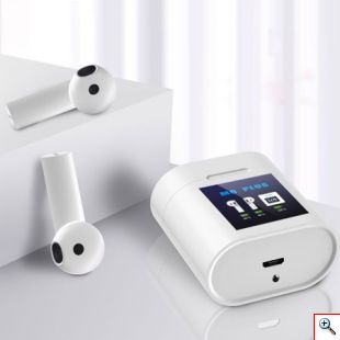 Ασύρματα Ακουστικά Bluetooth με Θήκη Φόρτισης, Οθόνη LCD & Μέτρηση Θερμοκρασίας Σώματος - TWS Άσπρο