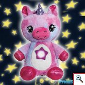 Starry Teddy Προτζέκτορας Αστεριών, Λούτρινο Αρκουδάκι 30cm & Νυχτερινό Φωτιστικό LED Νανουρίσματος - Huggable Night Light Ροζ Μονόκερος