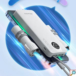 Φορητός Φορτιστής 4 σε 1 Power Bank 20000mAh με Θύρα USB-A και Θύρα USB-C Awei Μαύρο