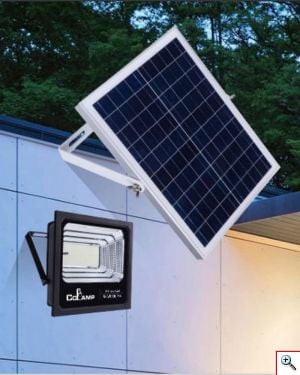 CcLamp® LED Αδιάβροχος Ηλιακός Προβολέας 300W IP67 με Φωτοβολταϊκό Πάνελ, Τηλεχειρισμό και Χρονοδιακόπτη - LED Solar Light Panel