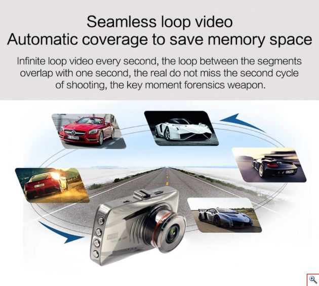 Αυτόνομη FHD Κάμερα - Καταγραφικό 1080p Αυτοκινήτου με Ανιχνευτή Κίνησης, G-Sensor, Νυχτερινή Λήψη, Oθόνη 3'', Ευρυγώνιο Φακό 170ᵒ, Loop Recording