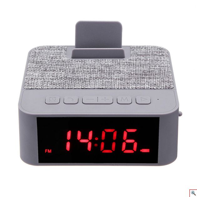 Ασύρματο Ηχείο Bluetooth & Ρολόι με Ξυπνητήρι, Μικρόφωνο Handsfree Ομιλία - Multimedia USB/SD/FM/AUX MP3 Player & Βάση Κινητού