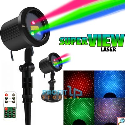 Αδιάβροχος Τριπλής Δέσμης RGB SuperView Laser - Νυχτερινός Χριστουγεννιάτικος Τηλεχειριζόμενος Φωτισμός - Xmas Star Light Προβολέας Προτζέκτορας