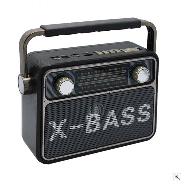 Retro Φορητό Επαναφορτιζόμενο Ραδιόφωνο CMIK MK-120 Μαύρο - Multimedia Ηχείο MP3 Player με Bluetooth, USB, SD, AUX, FM Radio