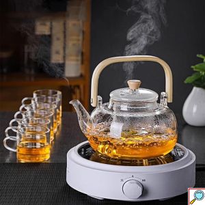 Γυάλινη Τσαγιέρα 900ml με Φίλτρο και Ξύλινη Λαβή
