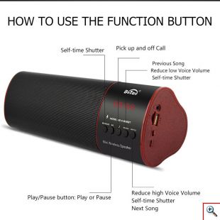 Ασύρματο Φορητό Επαναφορτιζόμενο Ηχείο Bluetooth, FM/USB/TF/AUX - Wireless Bluetooth Speaker Μαύρο