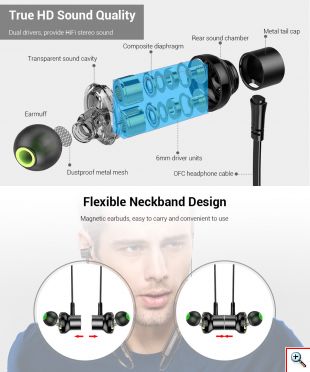 Awei AK3 Μαγνητικά Αδιάβροχα Ασύρματα Ακουστικά Bluetooth 4.1 σε Μαύρο