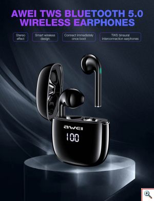 Αδιάβροχα Ασύρματα Ακουστικά Bluetooth με Smart Touch Αφής - AWEI Sports Earbunds Charging Case