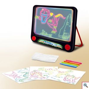 Μαγικός Φωτεινός Πίνακας Ζωγραφικής - Boo Games Glow Drawing Board με 3 Σχέδια Δεινόσαυροι 