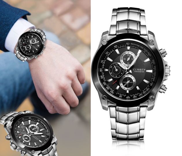 Ρολόι Χεριού Curren - Casual Stainless Steel Quartz Man Watch Dual Time 