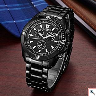 Κλασσικό Ρολόι Χεριού Curren Black - Luxury Men’s Sports Quartz Watches Stainless Steel 