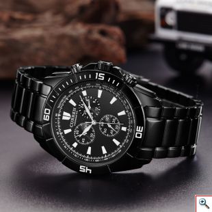 Κλασσικό Ρολόι Χεριού Curren Black - Luxury Men’s Sports Quartz Watches Stainless Steel 