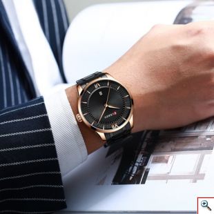 Ρολόι Χεριού Curren Black - Men Mature Business Watch Waterproof Stainless Steel