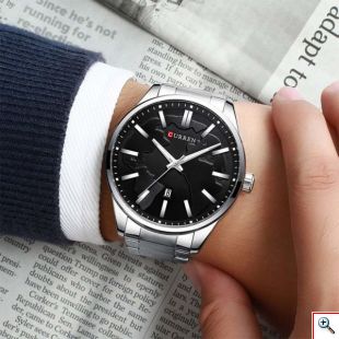 Ανδρικό Ρολόι Curren Silver-Black - Watch Men Waterproof Calendar Quartz Wrist
