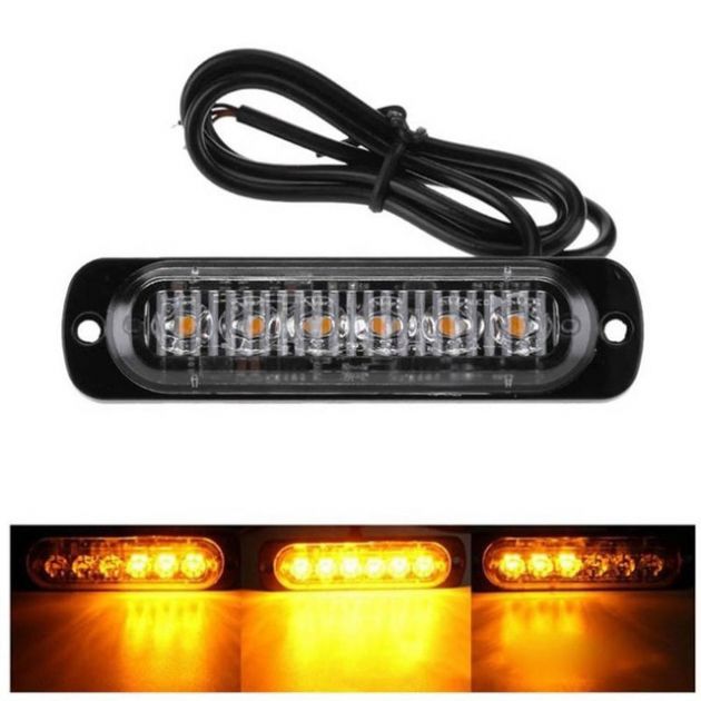 Led Φάρος Slim 18w με 6 led 12/24V Πορτοκαλί – Amber Flash Light Bar Car