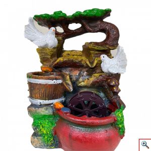 Διακοσμητικό Συντριβάνι Feng Shui με 2 Περιστέρια, Βαρέλι & Κιούπι 24x16x14εκ