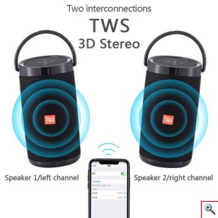 Ασύρματο Αδιάβροχο Bluetooth Φορητό Ηχείο με USB, Micro SD, AUX, FM Radio με Τεχνολογία TWS - Stereo BT Portable Speaker Μαύρο