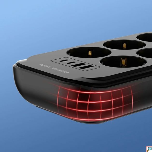 LDNIO Πολύπριζο 6 Θέσεων με 4 USB Ports, 2500W και 2m Καλώδιο