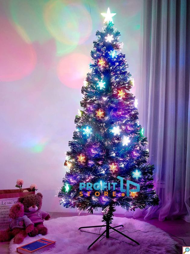 Εντυπωσιακό Χριστουγεννιάτικο Δέντρο Οπτικής ίνας LED StarGlory 150εκ. με RGB Αστέρια Fiber Optic Christmas Tree