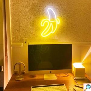 LED Επιτοίχιο Διακοσμητικό Φωτιστικό Neon με Τροφοδοσία USB ή Μπαταρίες με Σχέδιο Μπανάνα