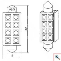 LED Αυτοκινήτου Σωληνωτό Festoon 42mm 8x SMD 5050 CAN BUS - 2 τεμάχια 
