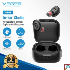 Ακουστικά Bluetooth Handsfree In-Ear με Θήκη Φόρτισης Veger® XG08 Μαύρο