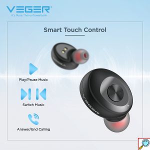 Ακουστικά Bluetooth Handsfree In-Ear με Θήκη Φόρτισης Veger® XG08 Μαύρο