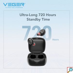 Ακουστικά Bluetooth Handsfree In-Ear με Θήκη Φόρτισης Veger® XG08 Μαύρο