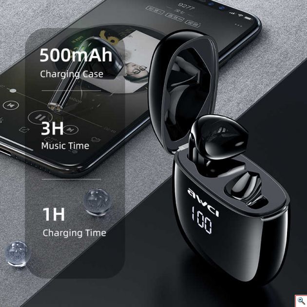 Ασύρματα Ακουστικά Bluetooth με Smart Touch & Powerbank - AWEI Sports Earbunds Charging Case